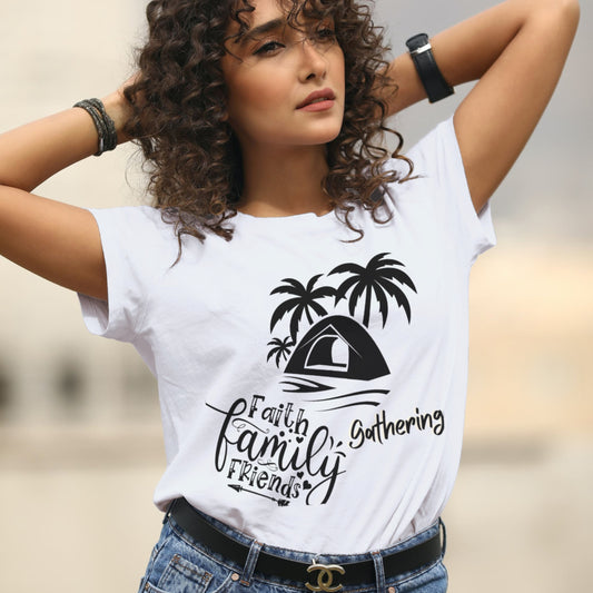 Sports t-shirt "Faith, Gathering, Family & Friends T-Shirt" 🌴🏕️👨‍👩‍👧‍👦