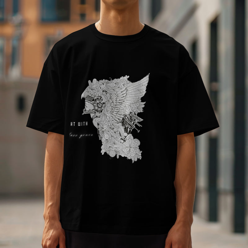 Oversized tshirt "WORRIER LOOK BLACK