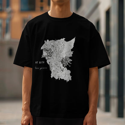 Oversized tshirt "WORRIER LOOK BLACK